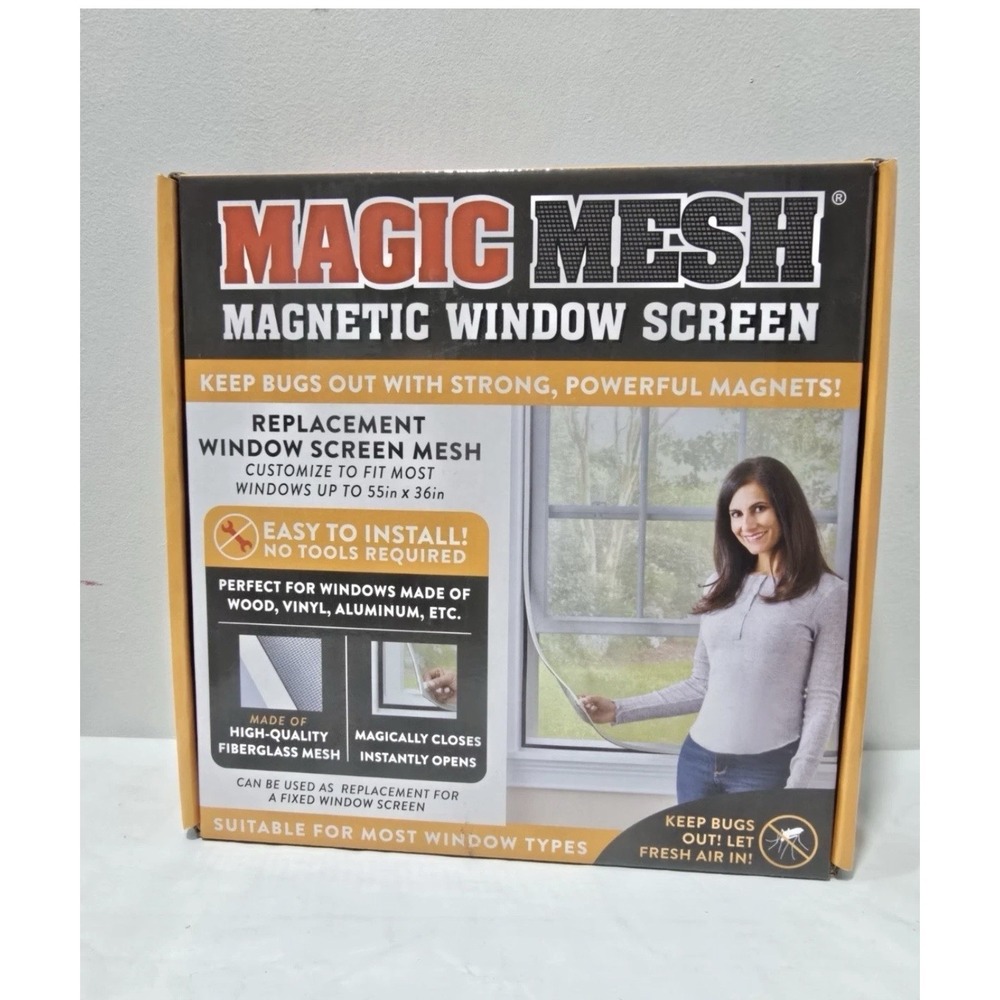 Magic Mesh Magnetic Replacement Window Screen  Keeps Bugs Out NEW - SEALED